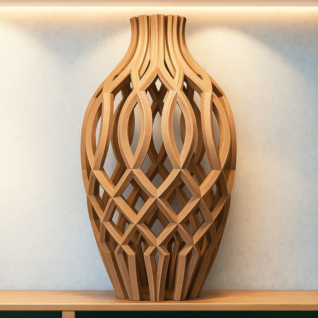 Jarrón decorativo de diseño geométrico elegante – Florero artístico moderno para salón, entrada o dormitorio – Estilo escultórico único – Hecho en España – 20 x 12 x 12 cm