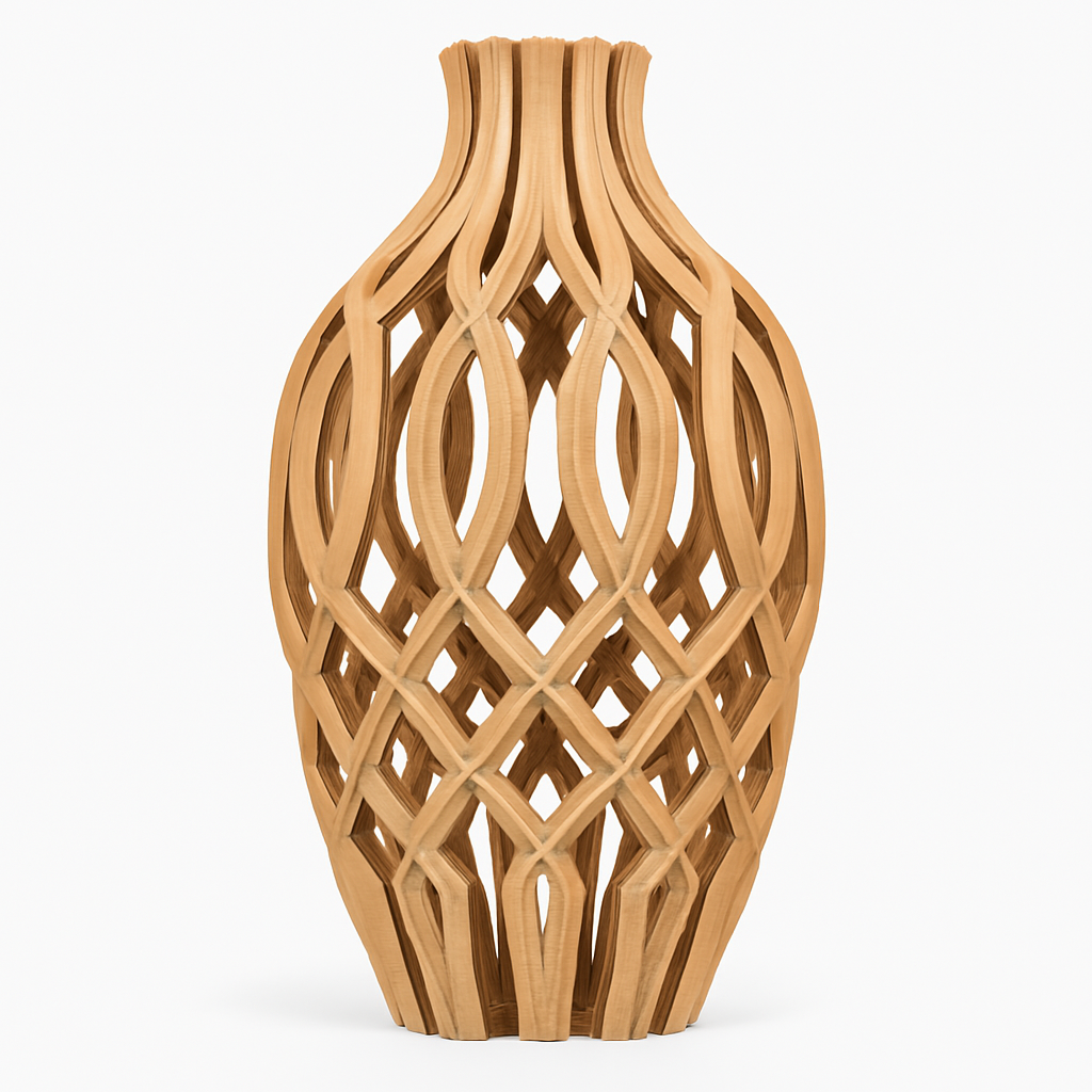 Jarrón decorativo de diseño geométrico elegante – Florero artístico moderno para salón, entrada o dormitorio – Estilo escultórico único – Hecho en España – 20 x 12 x 12 cm