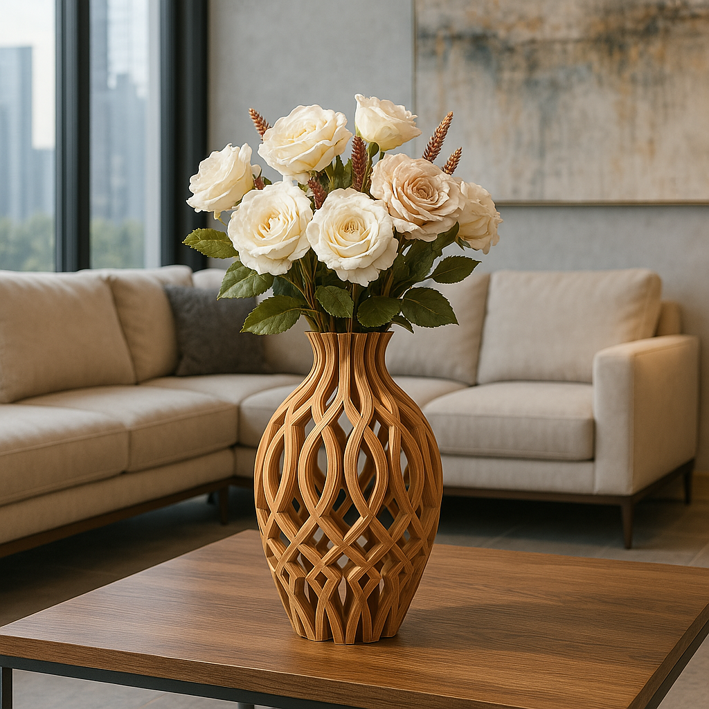 Jarrón decorativo de diseño geométrico elegante – Florero artístico moderno para salón, entrada o dormitorio – Estilo escultórico único – Hecho en España – 20 x 12 x 12 cm