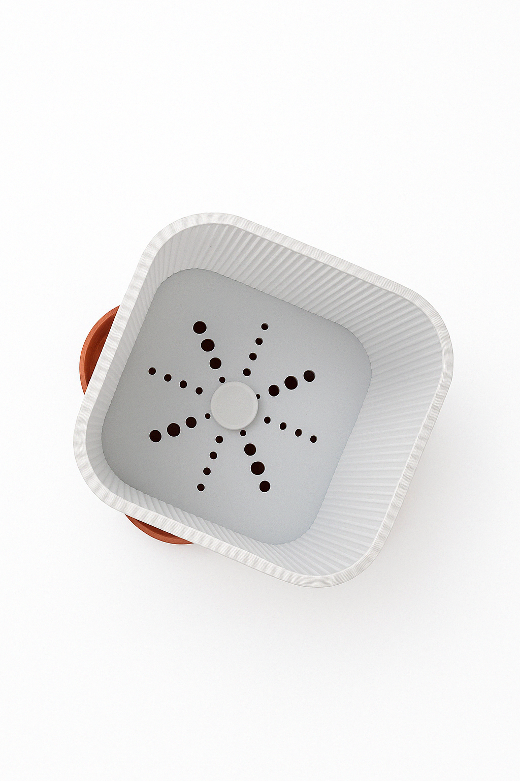 🪴 QUADRA – Maceta Autorriego de Diseño Elegante (Blanco & Cobre, 14x12x12 cm)