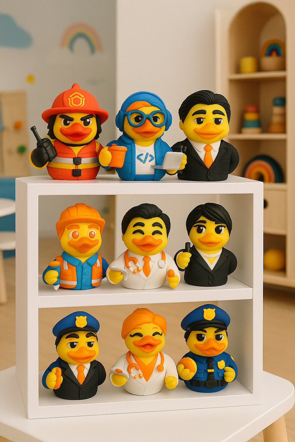 🐣 Mini Figura de Pato Profesional Pato con Profesión – Coleccionable Colorido y Original (Modelos Variados)  10 x 7 x 7 cm