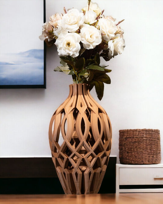 Jarrón decorativo de diseño geométrico elegante – Florero artístico moderno para salón, entrada o dormitorio – Estilo escultórico único – Hecho en España – 20 x 12 x 12 cm