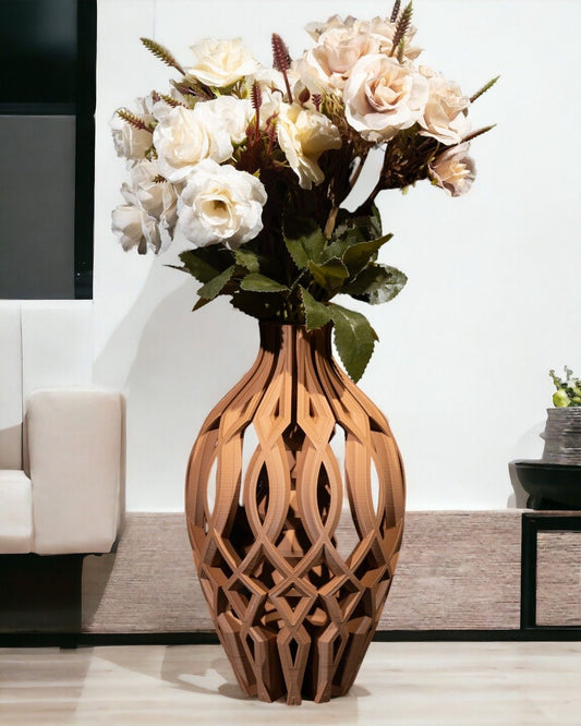 Jarrón decorativo de diseño geométrico elegante – Florero artístico moderno para salón, entrada o dormitorio – Estilo escultórico único – Hecho en España – 20 x 12 x 12 cm